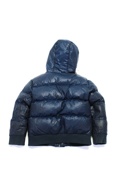 Appaman Childrens Boys Full Zipper Hooded Puffer Jacket Navy Blue Size 6