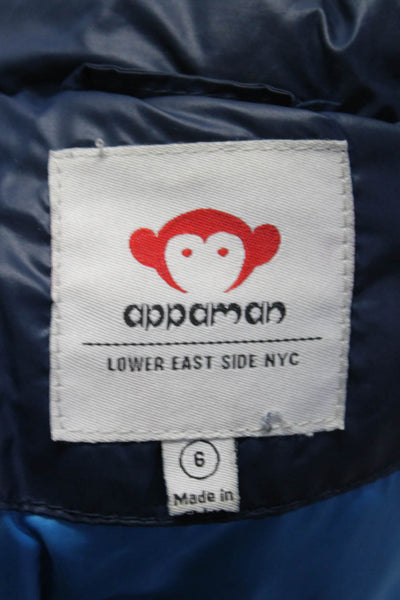 Appaman Childrens Boys Full Zipper Hooded Puffer Jacket Navy Blue Size 6