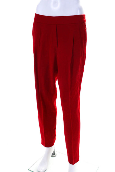 Babaton Women's Elastic Waist Pleated Straight Leg Ankle Pant Red Size 10
