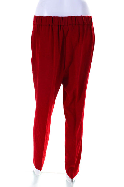 Babaton Women's Elastic Waist Pleated Straight Leg Ankle Pant Red Size 10