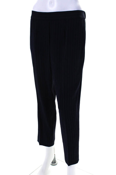 Babaton Women's Pull-On Flat Front Straight Leg Ankle Pant Blue Stripe Size 10