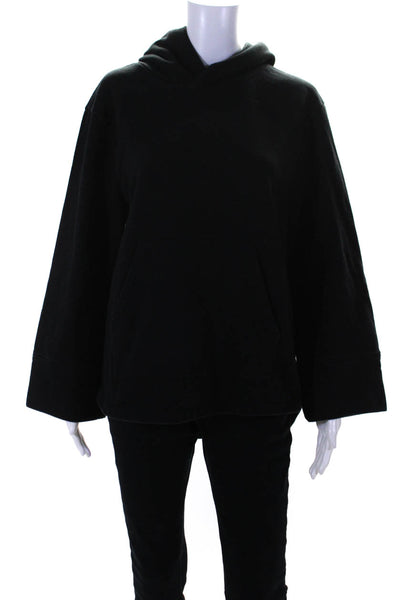 Treasure & Bond Women's Hood Long Sleeves Pockets Sweatshirt Black Size M