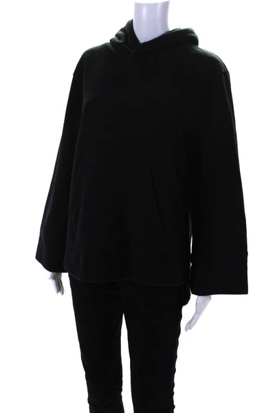 Treasure & Bond Women's Hood Long Sleeves Pockets Sweatshirt Black Size M