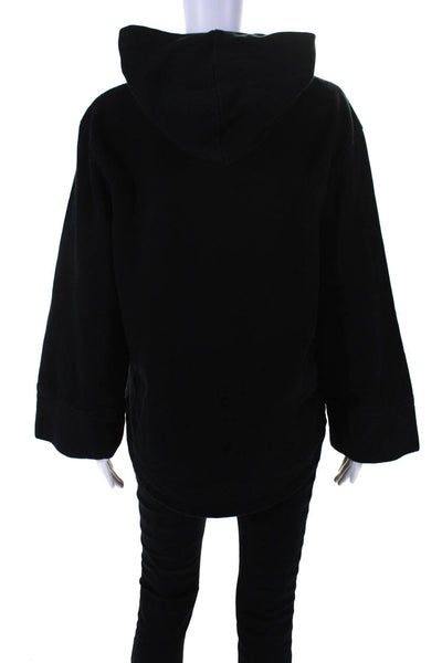 Treasure & Bond Women's Hood Long Sleeves Pockets Sweatshirt Black Size M