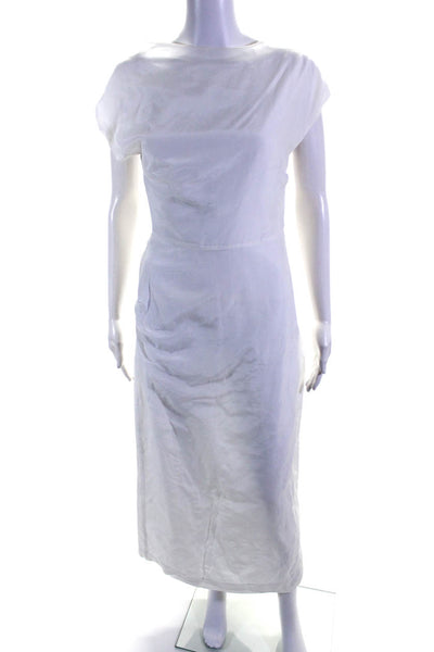 Georgia Alice Womens Cotton Round Neck Short Sleeve Sheath Dress White Size 4