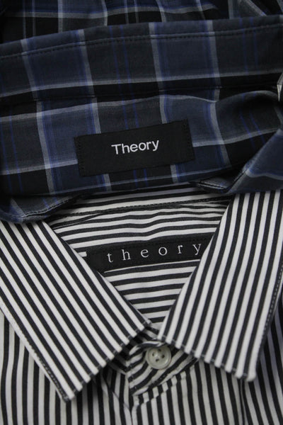 Theory Mens Cotton Blend Striped Long Sleeve Button Up Shirt Black Size M Lot 2