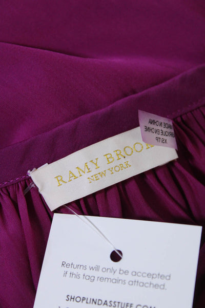 Ramy Brook Womens Lace Up V-Neck Sleeveless Pullover Blouse Top Purple Size XS