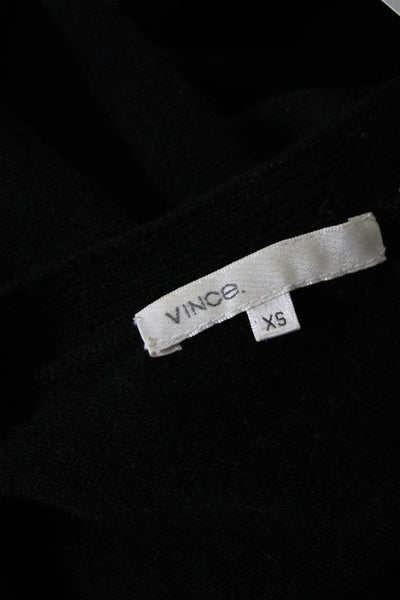 Vince Womens Cashmere V-Neck Short Sleeve Knit Blouse Top Black Size XS