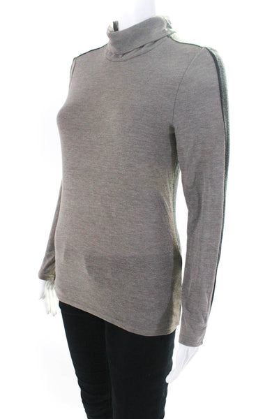 Ecru Womens Stretch Two-Toned Long Sleeve Pullover Turtleneck Top Taupe Size XS