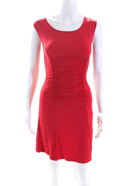 Catherine Malandrino Womens Ruched Sleeveless A Line Dress Red Size Petite