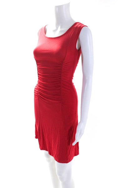 Catherine Malandrino Womens Ruched Sleeveless A Line Dress Red Size Petite