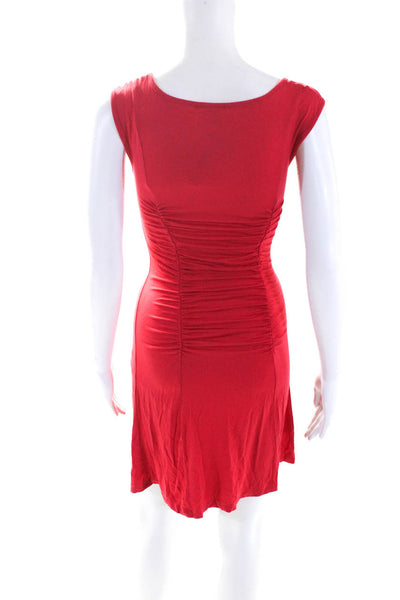 Catherine Malandrino Womens Ruched Sleeveless A Line Dress Red Size Petite