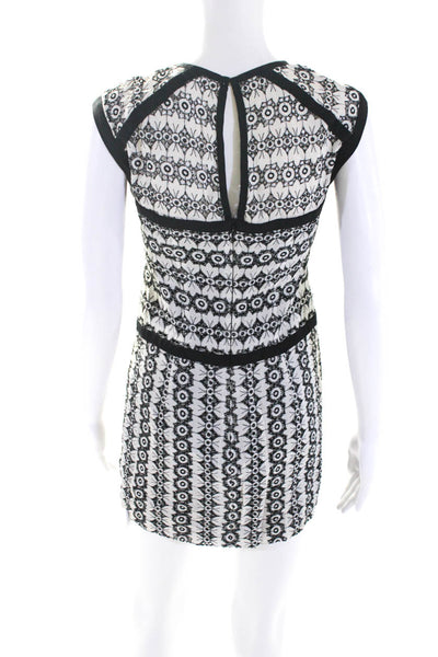 Nanette Lepore Womens Eyelet Sleeveless Dress White Black Size 0