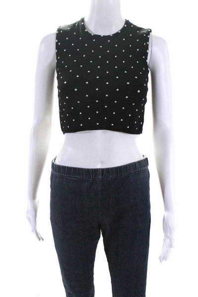 Torn by Ronny Kobo Womens Polka Dot Shell Sweater Black White Size Extra Small