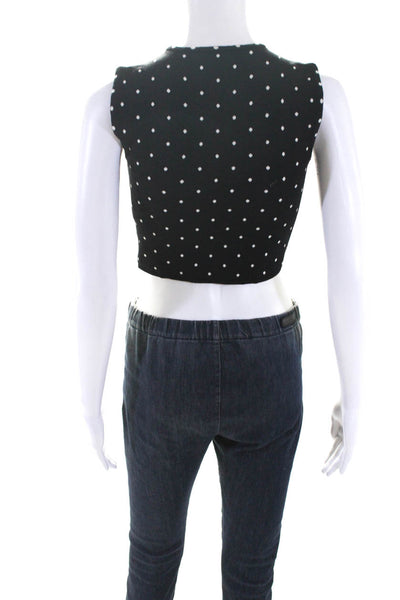 Torn by Ronny Kobo Womens Polka Dot Shell Sweater Black White Size Extra Small