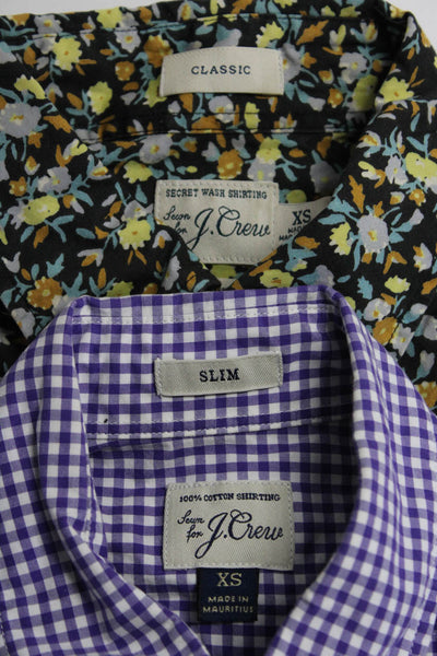 J Crew Womens Slim Fit Button Up Printed Blouses Tops Purple Size XS Lot 2