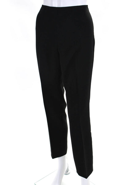 Donna Karan Womens Pleated Side Zipped Straight Leg Dress Pants Black Size 8