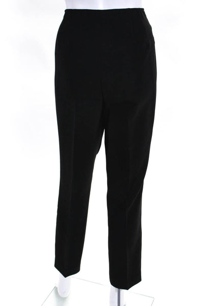 Donna Karan Womens Pleated Side Zipped Straight Leg Dress Pants Black Size 8