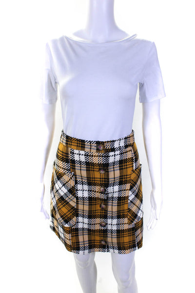 Maeve Anthropologie Women's Button Down Plaid Mini Skirt Size 14