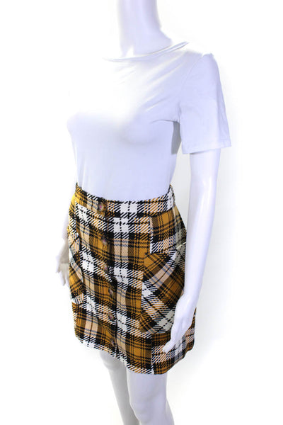 Maeve Anthropologie Women's Button Down Plaid Mini Skirt Size 14