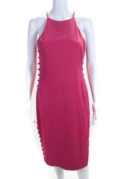 Badgley Mischka Women's Round Neck Sleeveless Slit Hem Midi Dress Pink Size 2