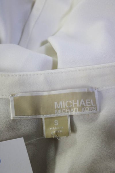Michael Michael Kors Womens Sleeveless Button Down Lace Trim Blouse White Size S