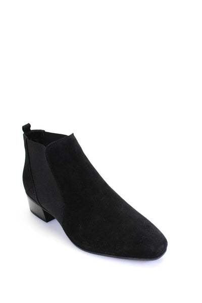 Aquatalia Womens Suede Stacked Heel Pull On Ankle Boots Black Size 8