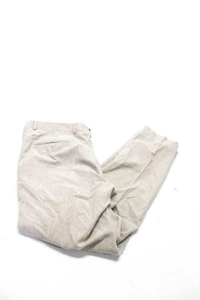 H. Stockton Atlanta Mens Wool Mid-Rise Straight Leg Dress Trousers Beige Size 36