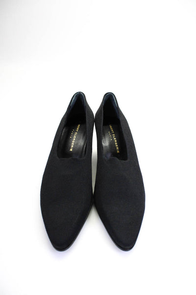 Robert Clergerie Women's Pointed Knit Block Heel Pumps Black Size 7