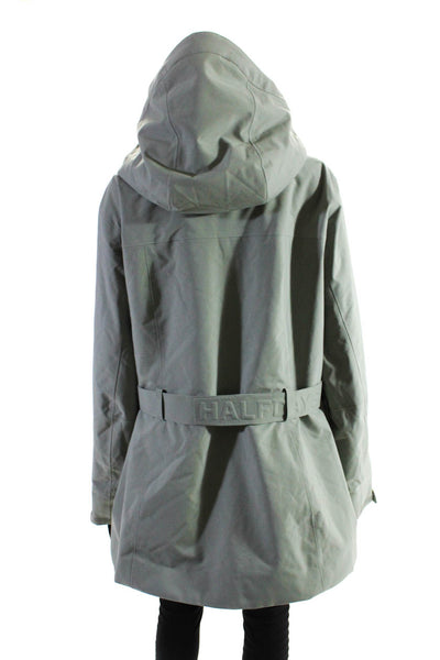 Halfdays Womens Green Belted Hooded Long Sleeve Full Zip Coat Jacket Size 1X