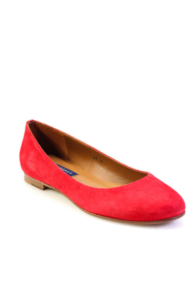 Margaux Womens Slip On Round Toe The Classic Ballet Flats Red Suede Size 36N