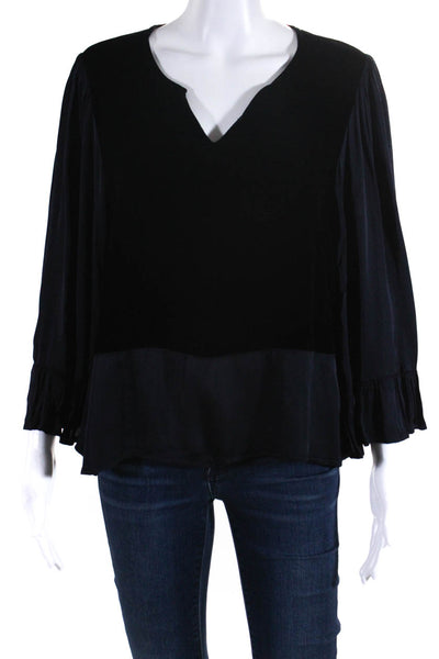 Velvet by Graham & Spencer Womens Black V-Neck Long Sleeve Blouse Top Size S