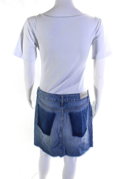 IRO Jeans Womens Zipper Fly Fringe Denim Mini Skirt Blue Size IT 40