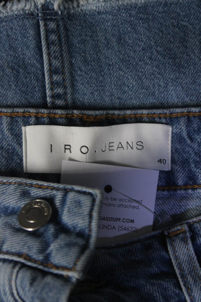 IRO Jeans Womens Zipper Fly Fringe Denim Mini Skirt Blue Size IT 40