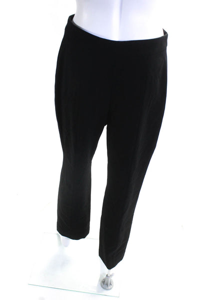 Giorgio Armani Womens Back Zip High Rise Pleated Dress Pants Black Wool IT 42