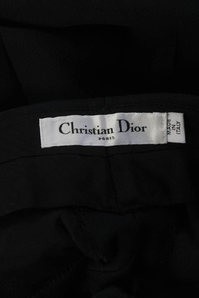 Christian Dior Womens Zipper Fly High Rise Pleated Dress Pants Black Wool Size 8