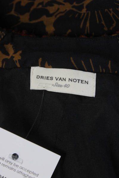 Dries Van Noten Womens Beaded Crew Neck Abstract Midi Dress Black Multi IT 40