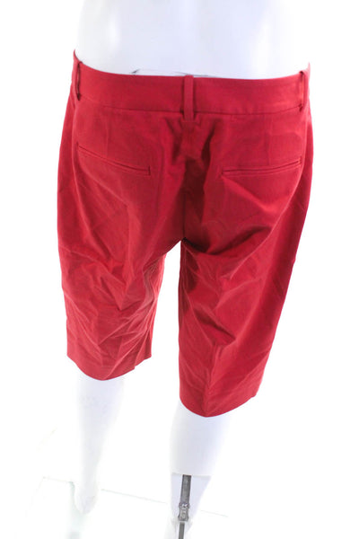 Theory Womens Yanera Bistretch Bermuda Shorts Red Cotton Blend Size 8