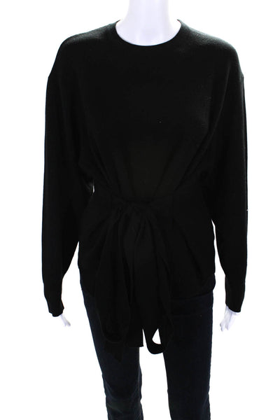 Modern Citizen Womens Pullover Long Sleeve Crew Neck Belted Sweater Black XS