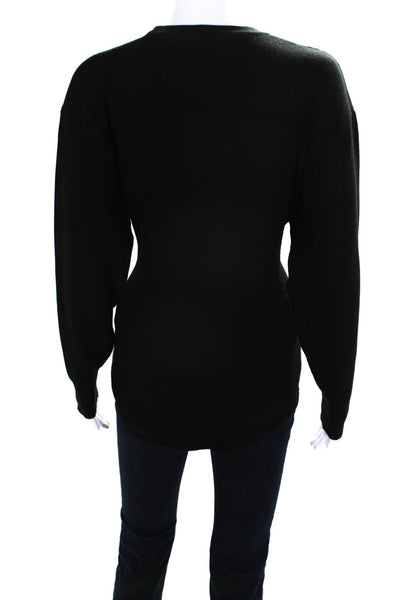 Modern Citizen Womens Pullover Long Sleeve Crew Neck Belted Sweater Black XS