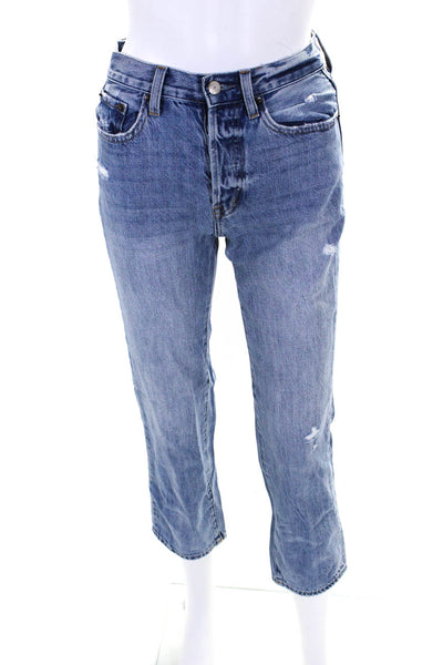Pistola Womens Button Fly Mid Rise Distressed Straight Leg Jeans Blue Size 24
