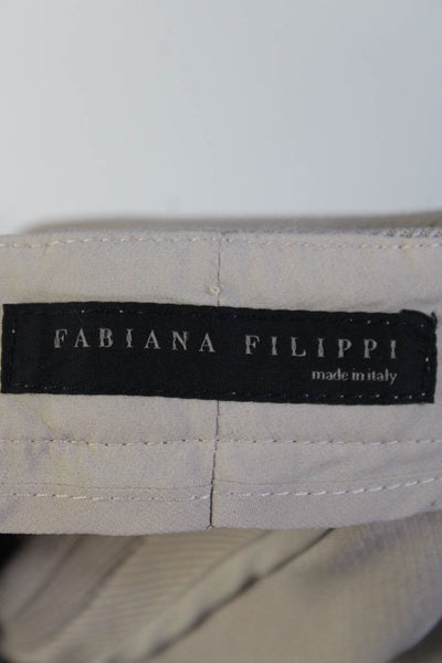 Fabiana Filippi Womens Wool Textured Flat Front Straight Leg Pants Beige Size XL