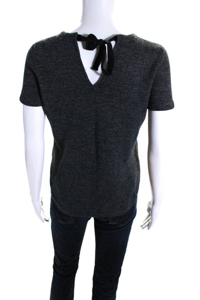 Madewell Womens Short Sleeve Tie Back Crew Neck Sweater Gray Size Extra Small