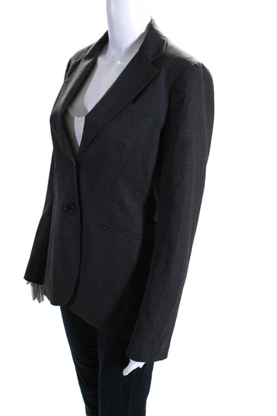 Theory Womens Notched Collar Two Button Blazer Jacket Gray Wool Size 8