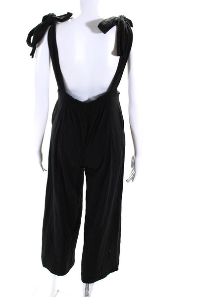 Gloria Jewel Womens Cotton Scoop Neck Open Back Wide Leg Jumpsuit Black Size XS