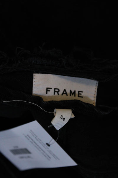 Frame Womens Cotton Blend Distressed Five Pocket Flare Jeans Black Size 24