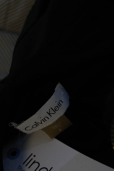 Calvin Klein Womens Front Zip Sleeveless V Neck Knit Sheath Dress Black Size 6