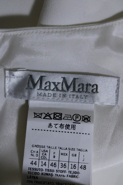 Max Mara Womens Back Zip Sleeveless Crew Neck Boxy Top White Black Size 14