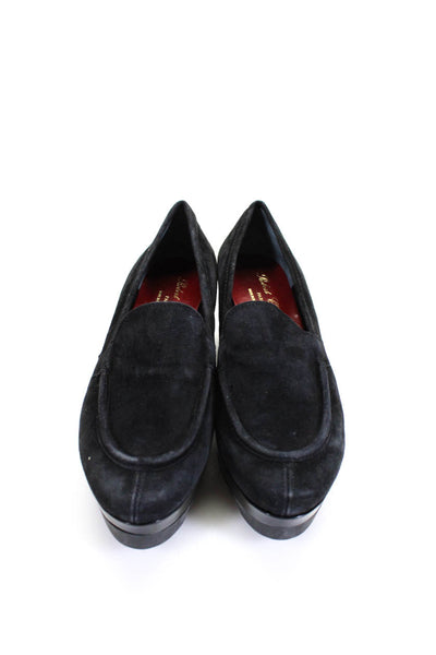 Robert Clergerie Womens Black Suede Leather Platform Heels Loafer Shoes Size 8M