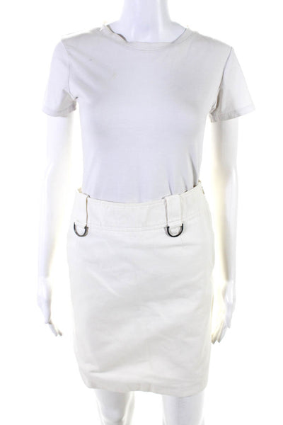 Burberry Womens Cotton Side Zip Unlined Short A-Line Skirt White Size 8